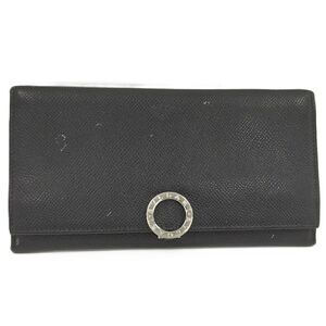 Bvlgari Bifold Long Wallet Leather Black